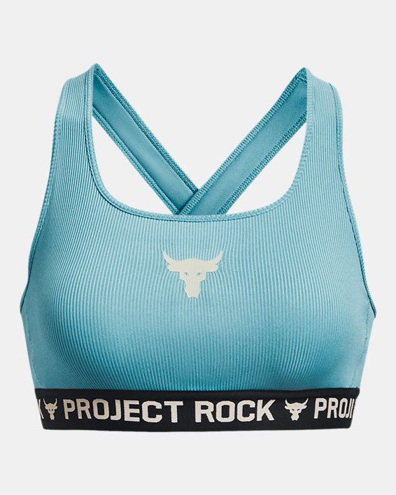 Women's Project Rock Crossback Training Ground Sports Bra, Blue, pdpMainDesktop image number 10